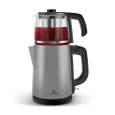 Karaca 2 in 1 retro glass rvs theemachine | antraciet