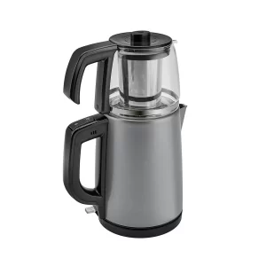 Karaca 2 in 1 retro glass rvs theemachine | antraciet