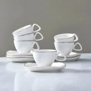 Karaca Middle 12-delig koffiekopjess set voor 6 personen | 90 ml