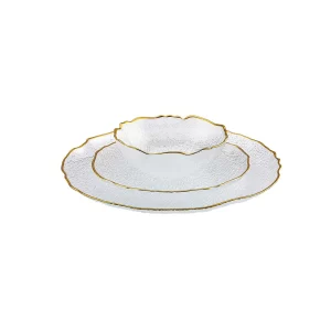 Karaca Milanda 12-delig glazen serviesset voor 4 personen | transparant goud