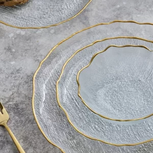 Karaca Milanda 12-delig glazen serviesset voor 4 personen | transparant goud