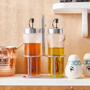 Karaca Danica olie- en azijnfles incl. houder | 250 ml