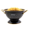 Karaca Troy emaille zeef | 22 cm | zwart-goud