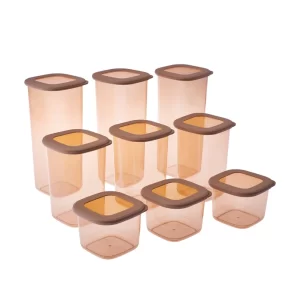 Karaca Rise bewaardozen | 9-delig | beige-bruin