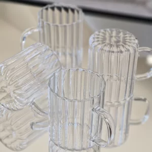 Stripe Ripple glazen mok borosilicaatglas | 2 stuks | 350 ml