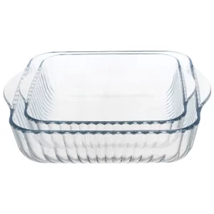 Pasabahce Borcam glazen ovenschaal ribbel | 2 stuks