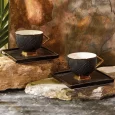 Karaca Art Deco 2-persoons koffiekopjes set | zwart