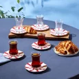 Karaca Astley 6-persoons theeglazen set | 12-delig | rood