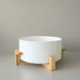 Saladekom met bamboe onderstel | porselein | 21,6 cm