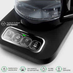 Karaca Caysever Robotea Pro 4-in-1 pratende automatische theemaker | 2500W | zwart chroom