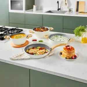 Karaca Swiss Crystal pannenset | 7-delig | creme