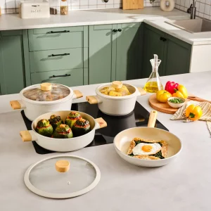 Karaca Swiss Crystal Woody pannenset | 7-delig | beige