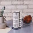 Karaca Coffee mokken met houder | 5-delig | 180 ml