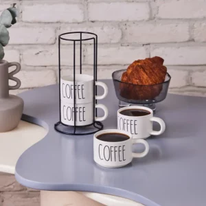 Karaca Coffee mokken met houder | 5-delig | 180 ml