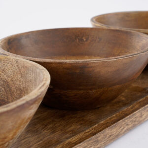Dienblad met 3 schaaltjes | mangohout | 36 cm