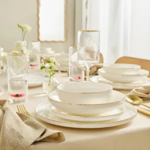 Karaca Stream Bone Light Lora 6-persoons serviesset | goud