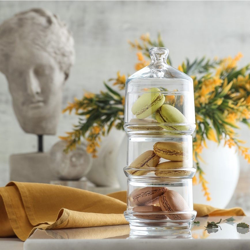 Lav Berry 3-laags glazen voorraadpot