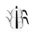 Korkmaz Retro rvs theepot zwart | 1.2 + 2.5 liter