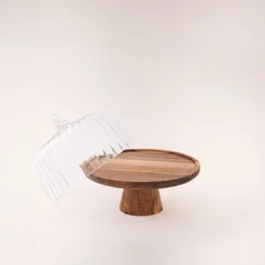 Borosilicaat acacia houten taartplateau | 26 cm