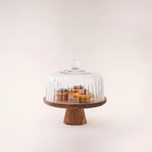 Borosilicaat acacia houten taartplateau | 26 cm