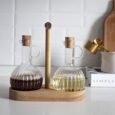 Acacia houten olie-en-azijnstel | Borosilicaatglas
