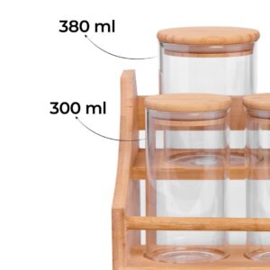 Bamboe kruidenrek met 7 glazen kruidenpotjes