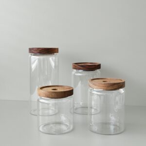 Voorraadpot met acacia deksel | Glas | 1100 ml