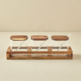 Acacia kruidenpotten set met lepels en houder | 3 stuks