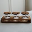 Acacia kruidenpotten set met lepels en houder | rond | 3 stuks