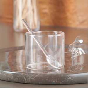 Glazen suikerpot met lepel | 180 ml