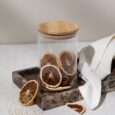 Voorraadpot ribbel met bamboe deksel | Glas | 970 ml