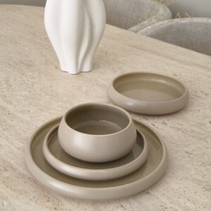 Chubby serviesset porselein | 24-delig voor 6 personen | Mat beige