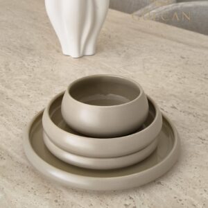 Chubby serviesset porselein | 24-delig voor 6 personen | Mat beige