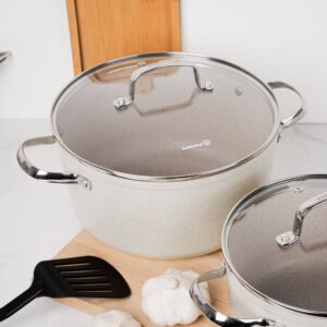 Korkmaz Granita 7-delige gegoten aluminium pannenset | beige