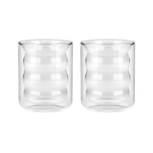 Dubbelwandig wave bubbly glas | 2 stuks | 200 ml