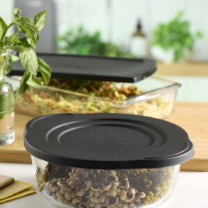 Pasabahce Borcam ovenschaal met deksel rond | Zwart | 1450 cc