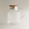 Luana glazen waterkan met acacia deksel | 1500 ml