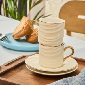 Karaca Ivory 12-delige porseleinen espressokopjes set | 90 ml