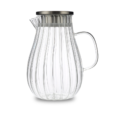 Gloria stripe glazen karaf met deksel | Zilver | 1800 ml