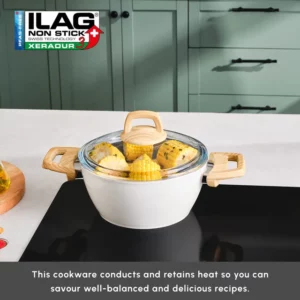 Karaca Swiss Crystal kookpan met deksel | 20 cm | Crème