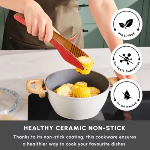 Karaca Swiss Crystal kookpan met deksel | 20 cm | Crème