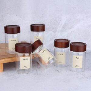 Lilu acacia kruidenpotjes rond | incl. etiketten | 6 stuks | 240 ml