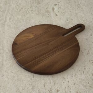 Acacia serveerplank rond met handgreep | 42,8 cm