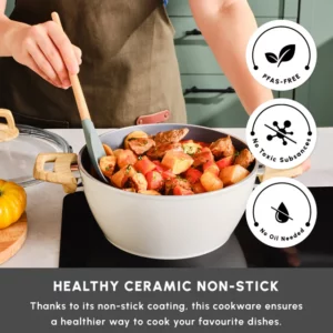 Karaca Swiss Crystal Kookpan met Deksel | 24 cm | Crème