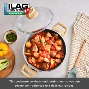 Karaca Swiss Crystal Kookpan met Deksel | 24 cm | Crème