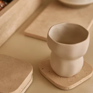 Mooisa travertine onderzetters organisch | 4 stuks | 10 cm
