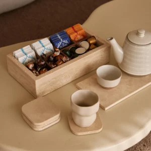 Mooisa travertine onderzetters organisch | 4 stuks | 10 cm