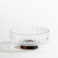 Wave glazen schaal op acacia houten voet | 20,5 cm