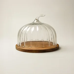 Pompoen borosilicaat acacia houten taartplateau | 24 cm