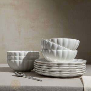 Blossom fine 24-delige serviesset voor 6 personen | Wit